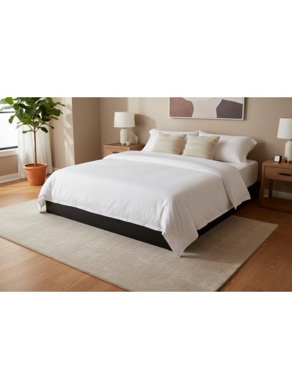 Valiant Products Dynamic Metal Bed Base with enclosed coffee-colored steel sides in a modern bedroom setting