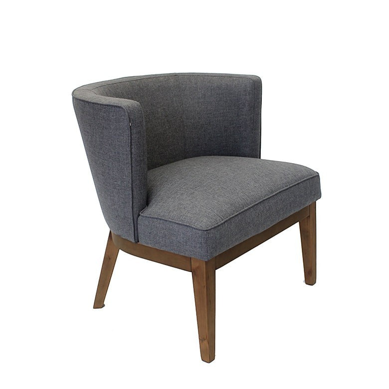 Valiant Products Langford guest accent chair in slate grey linen with a curved back and sturdy wooden legs