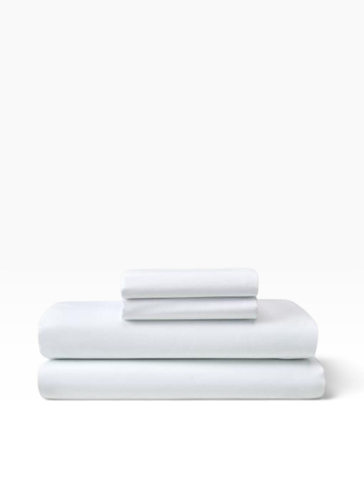 Valiant Products Royal Suite white flat sheet set in 250 thread count cotton, neatly folded on a white background.