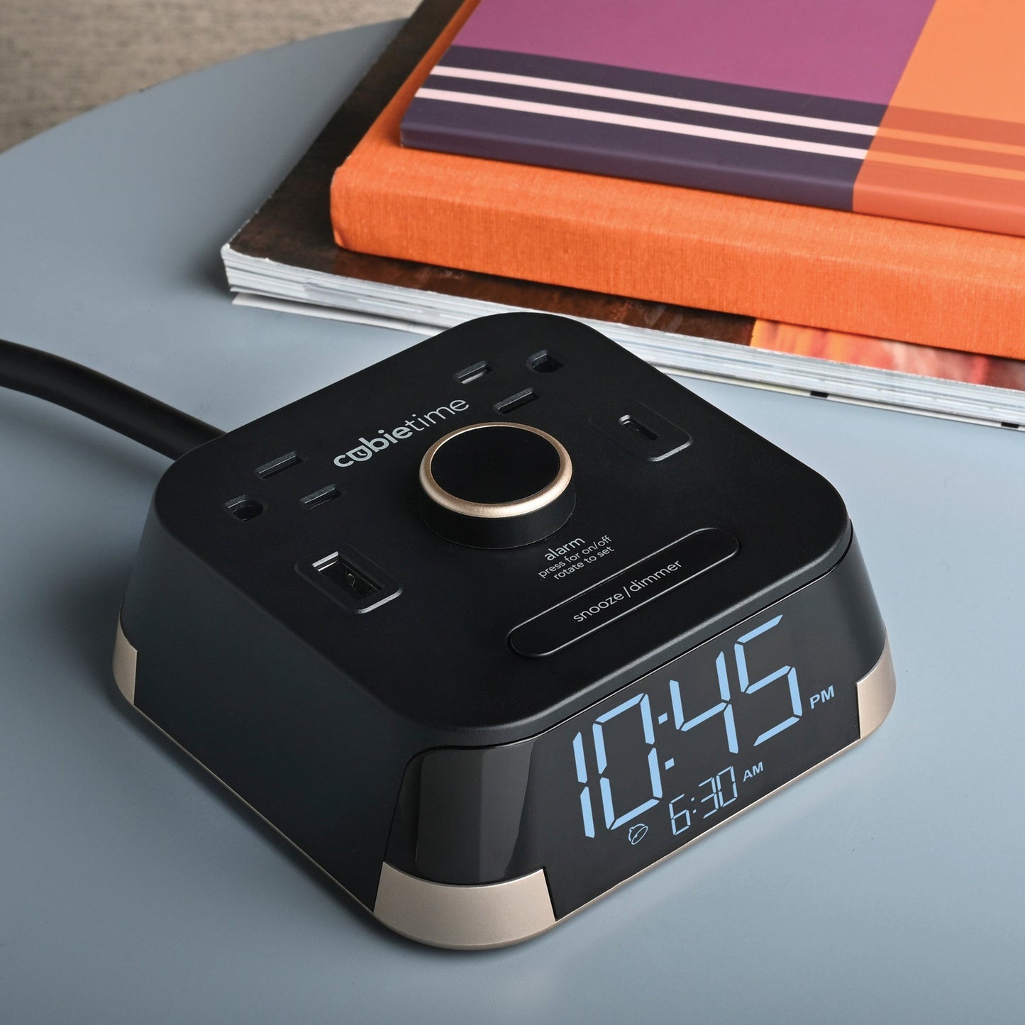 CubieTime Charging Alarm Clock with Outlets and USB Ports