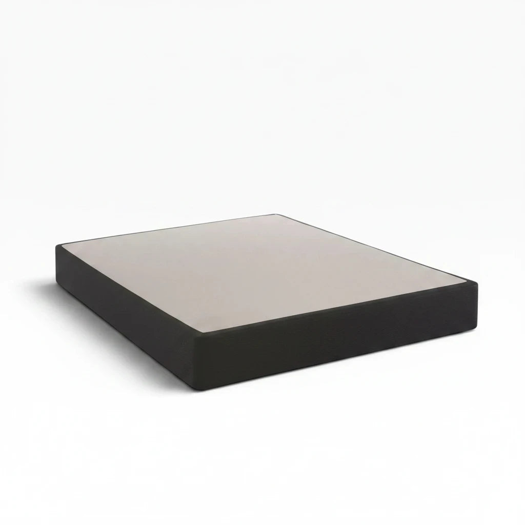 Valiant Products 9-inch no-skid mattress foundation with a dark grey fabric border and light grey top surface.