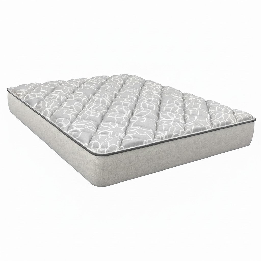 Valiant Products Allis 11-inch soft two-sided mattress with a white quilted top featuring a grey floral pattern.