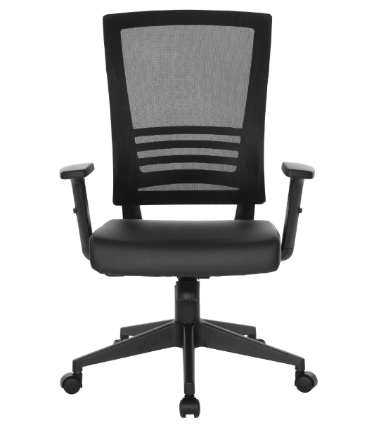 Valiant Products Arthur ergonomic office chair with black mesh back, padded seat, and adjustable arms on a wheeled base