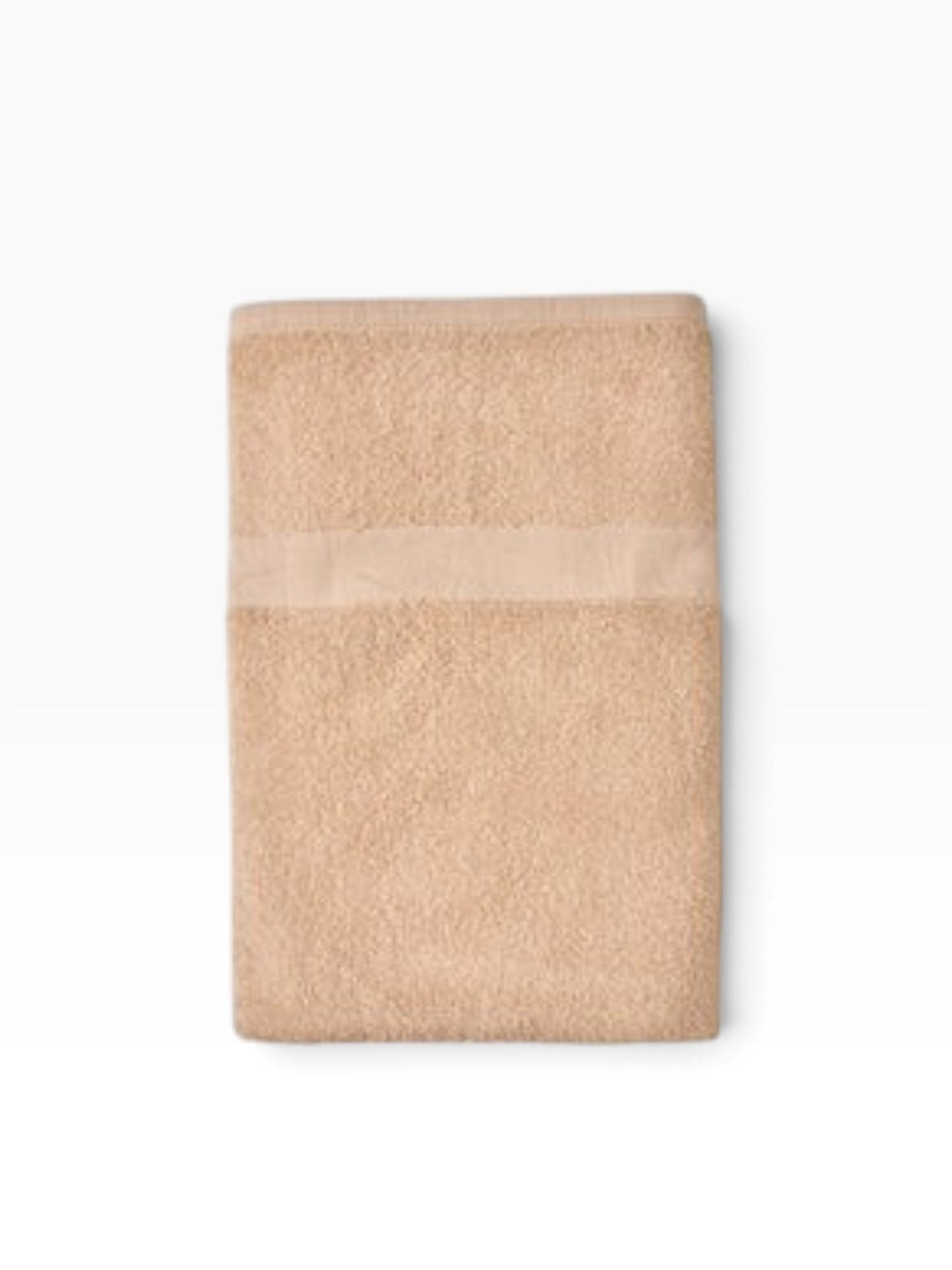 Valiant Products Unity CAM border bath towel in beige cotton-polyester blend with a classic terry weave texture.