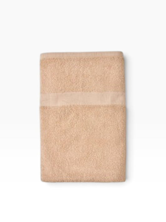 Valiant Products Unity CAM border bath towel in beige cotton-polyester blend with a classic terry weave texture.