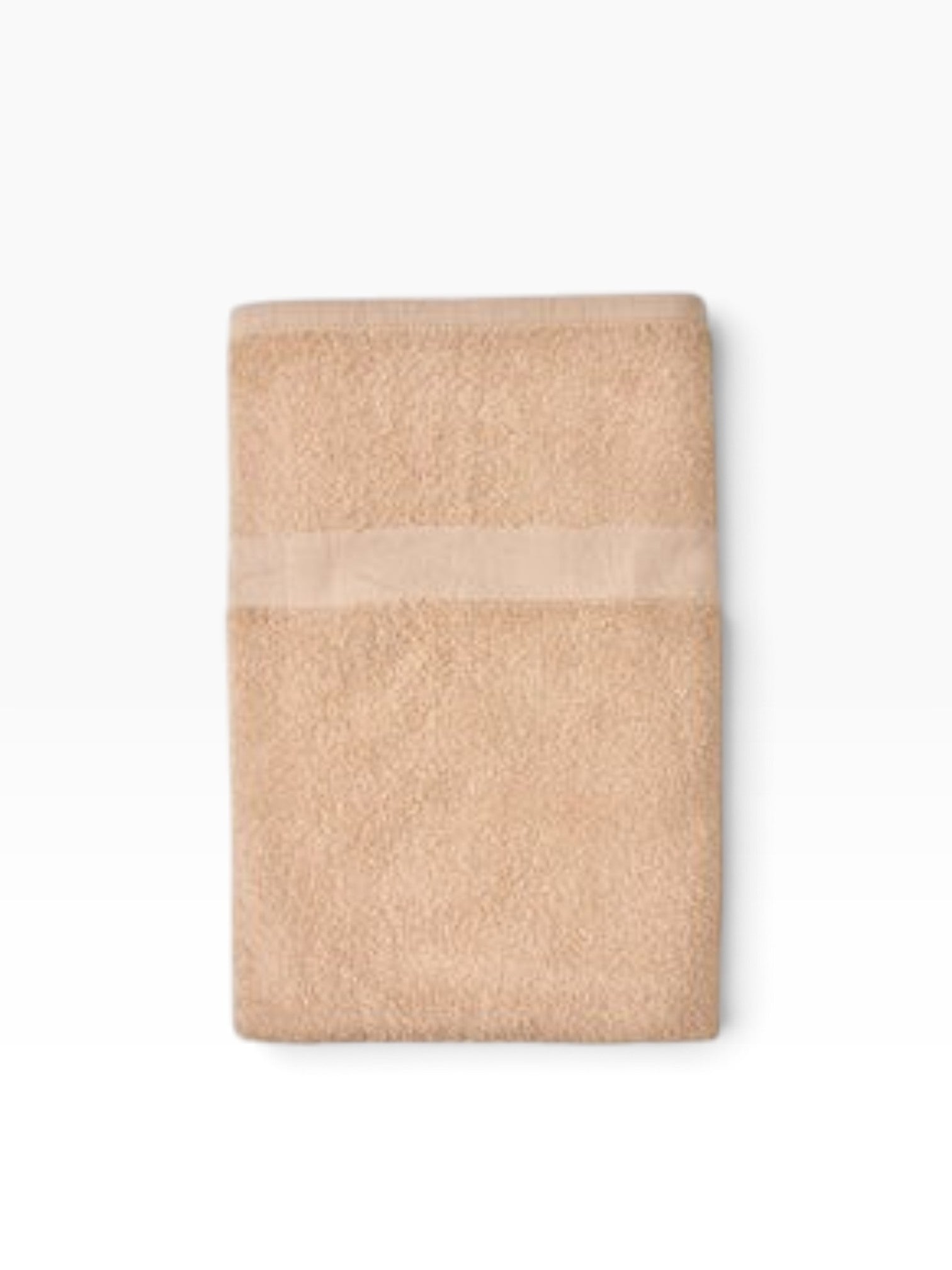 Valiant Products beige cotton blend wash cloth with a durable CAM border design for institutional use.