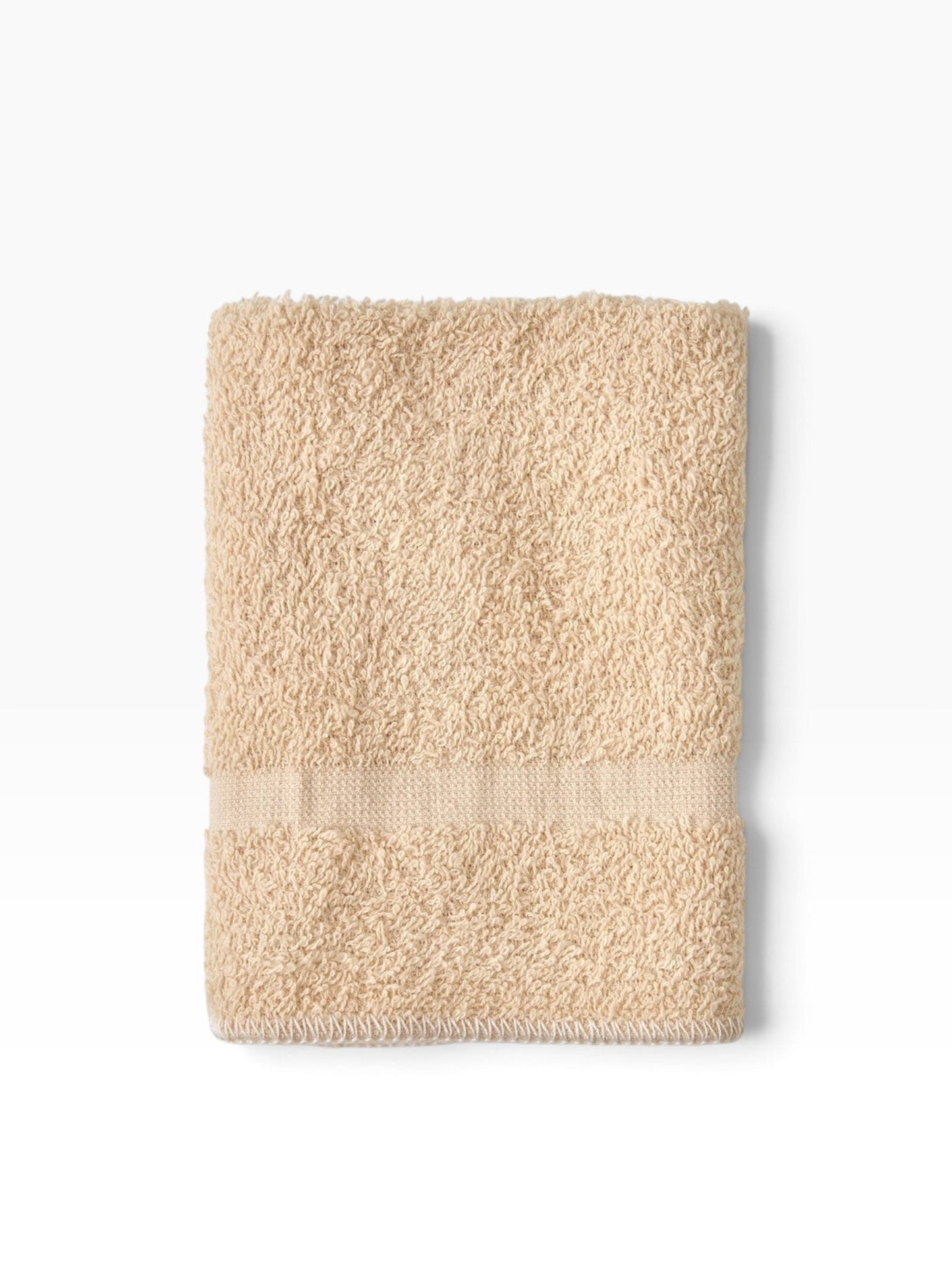 Valiant Products Unity CAM Border beige cotton bath mat with plush ring spun loops and durable hemmed edges