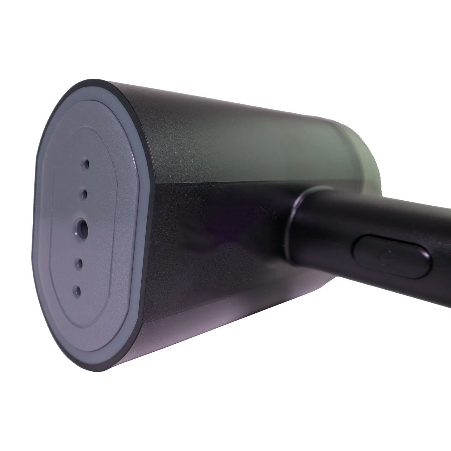 Valiant Products black handheld garment steamer featuring a non-stick base plate and one-button steam operation.