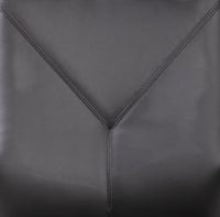 Close-up of black LeatherPlus upholstery with stitched V-pattern detail on a Valiant Products executive chair