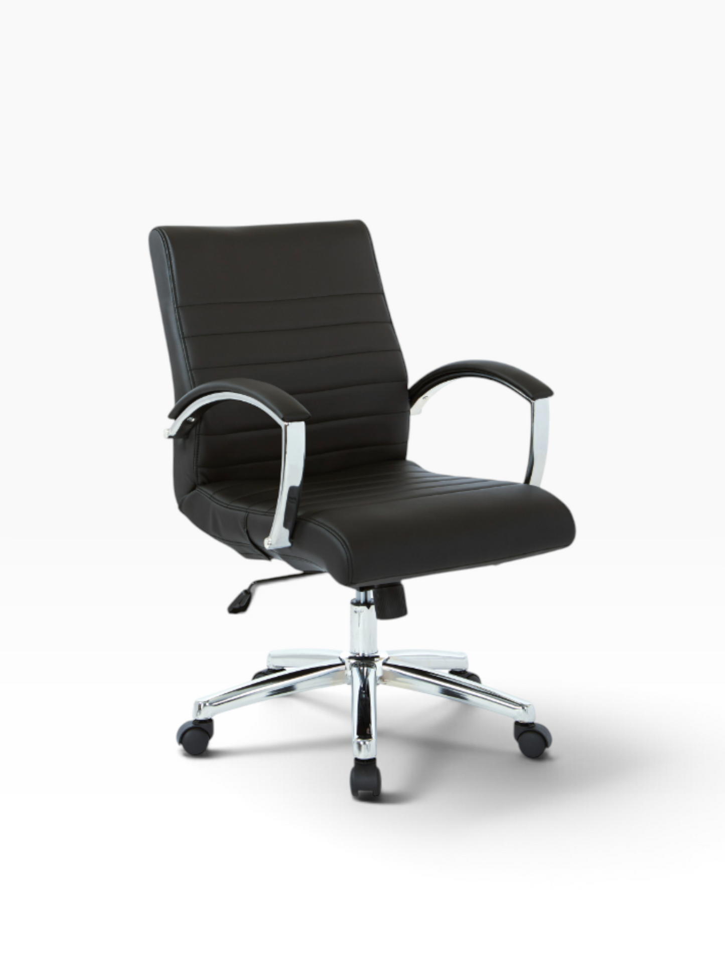 Valiant Products Gosper executive low back ergonomic office chair in black faux leather with polished chrome base