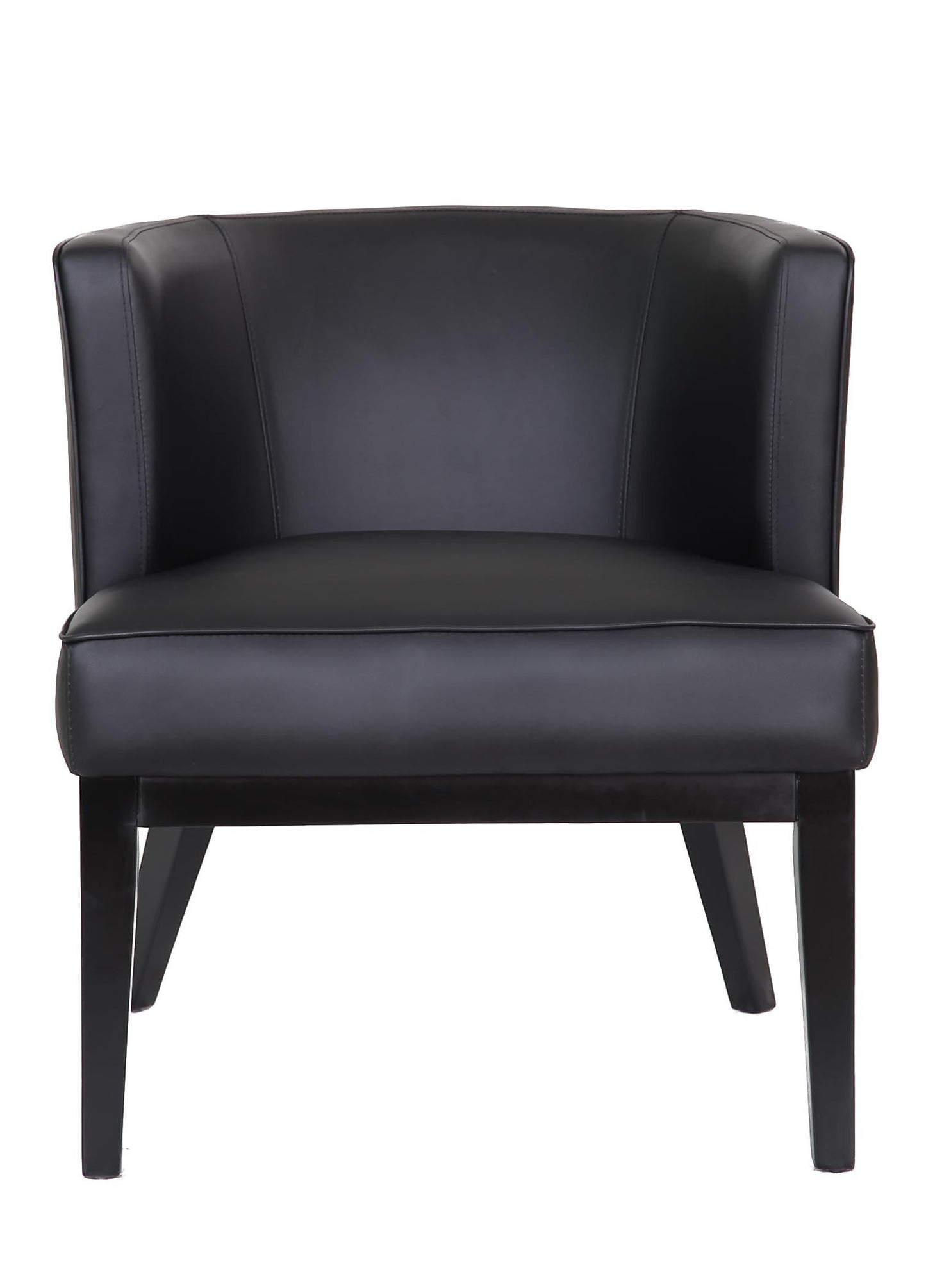 Valiant Products Langford accent chair in black CaresoftPlus vinyl with a wide padded seat and sturdy wooden legs.