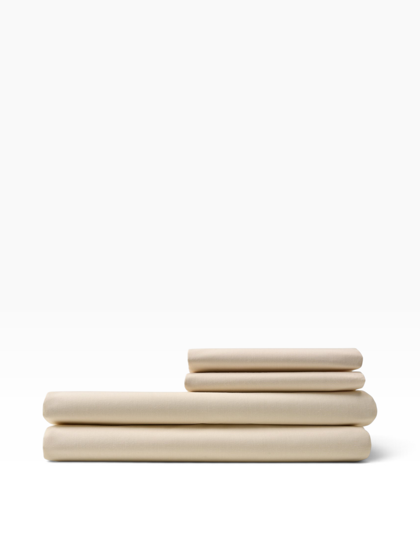 Valiant Products Val Cale 180 thread count bone colored flat sheets in a durable cotton-polyester percale weave.