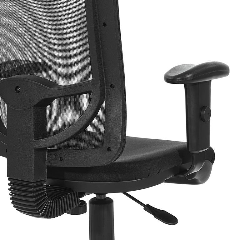 Valiant Products Bounty black ergonomic office chair featuring a breathable mesh back and adjustable armrests