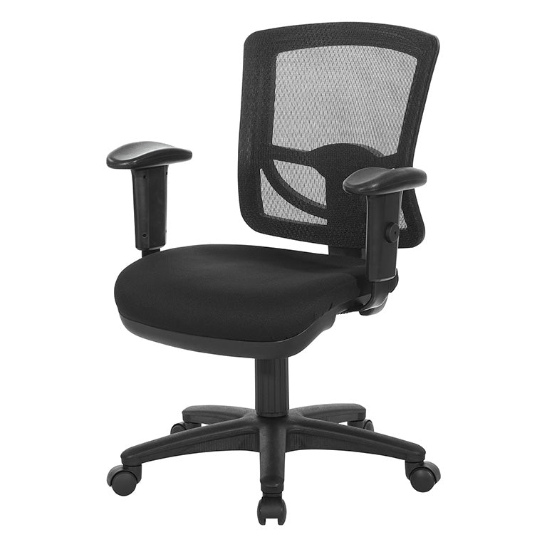 Valiant Products Bounty black ergonomic office chair with breathable mesh back, lumbar support, and adjustable arms.
