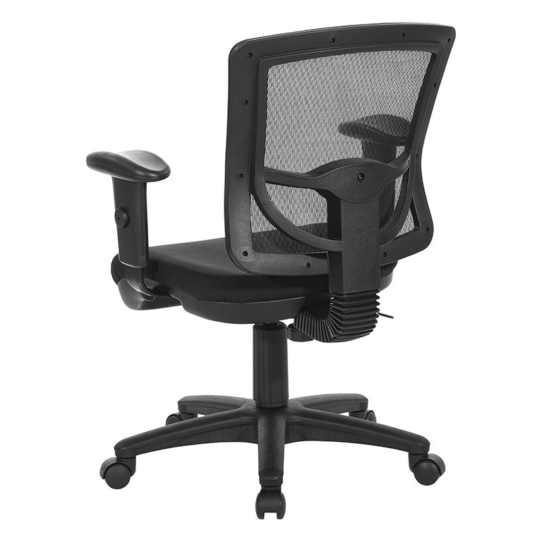 Valiant Products Bounty black ergonomic office chair with breathable mesh back and adjustable arms, rear view