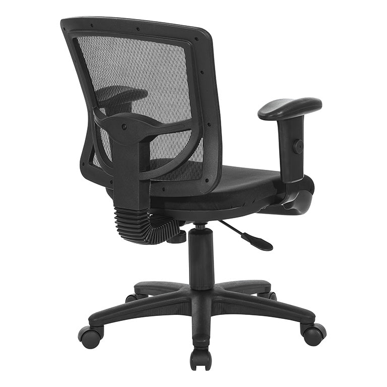 Valiant Products Bounty black ergonomic office chair with breathable mesh back and adjustable arms, rear view