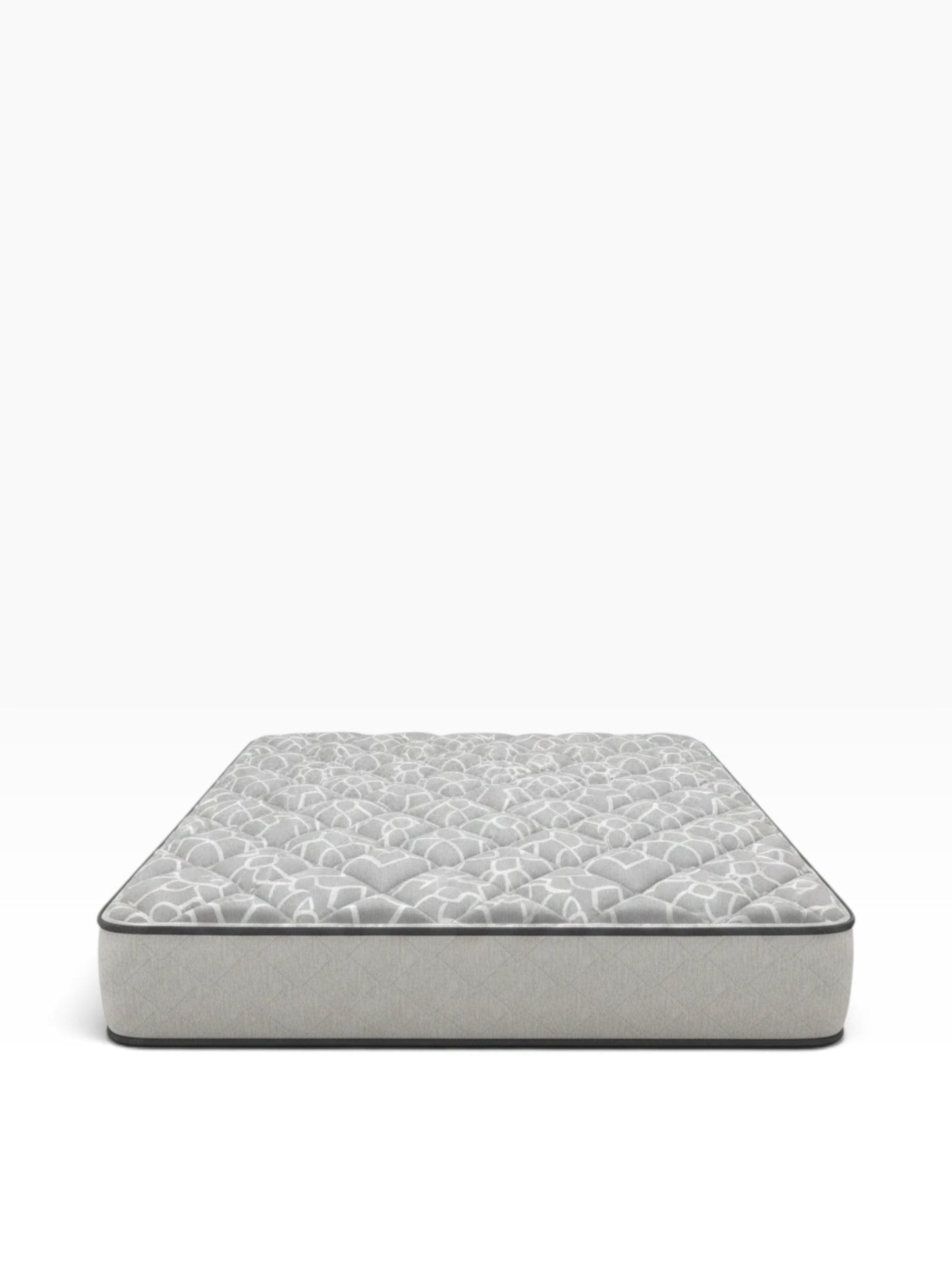 Valiant Products Bremen 8-inch cushion firm tight top mattress with grey patterned antimicrobial knit fabric.