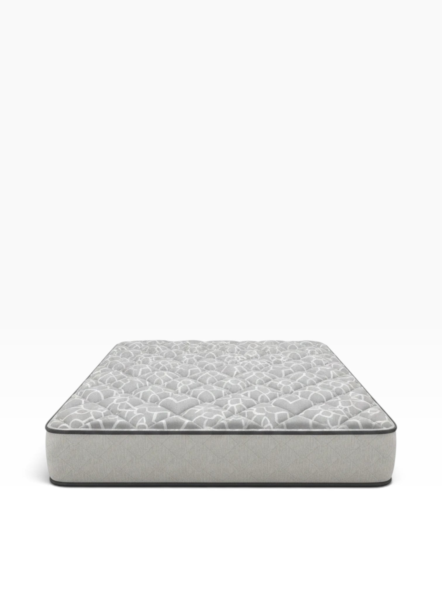 Valiant Products Bremen 8-inch cushion firm tight top mattress with grey patterned antimicrobial knit fabric.