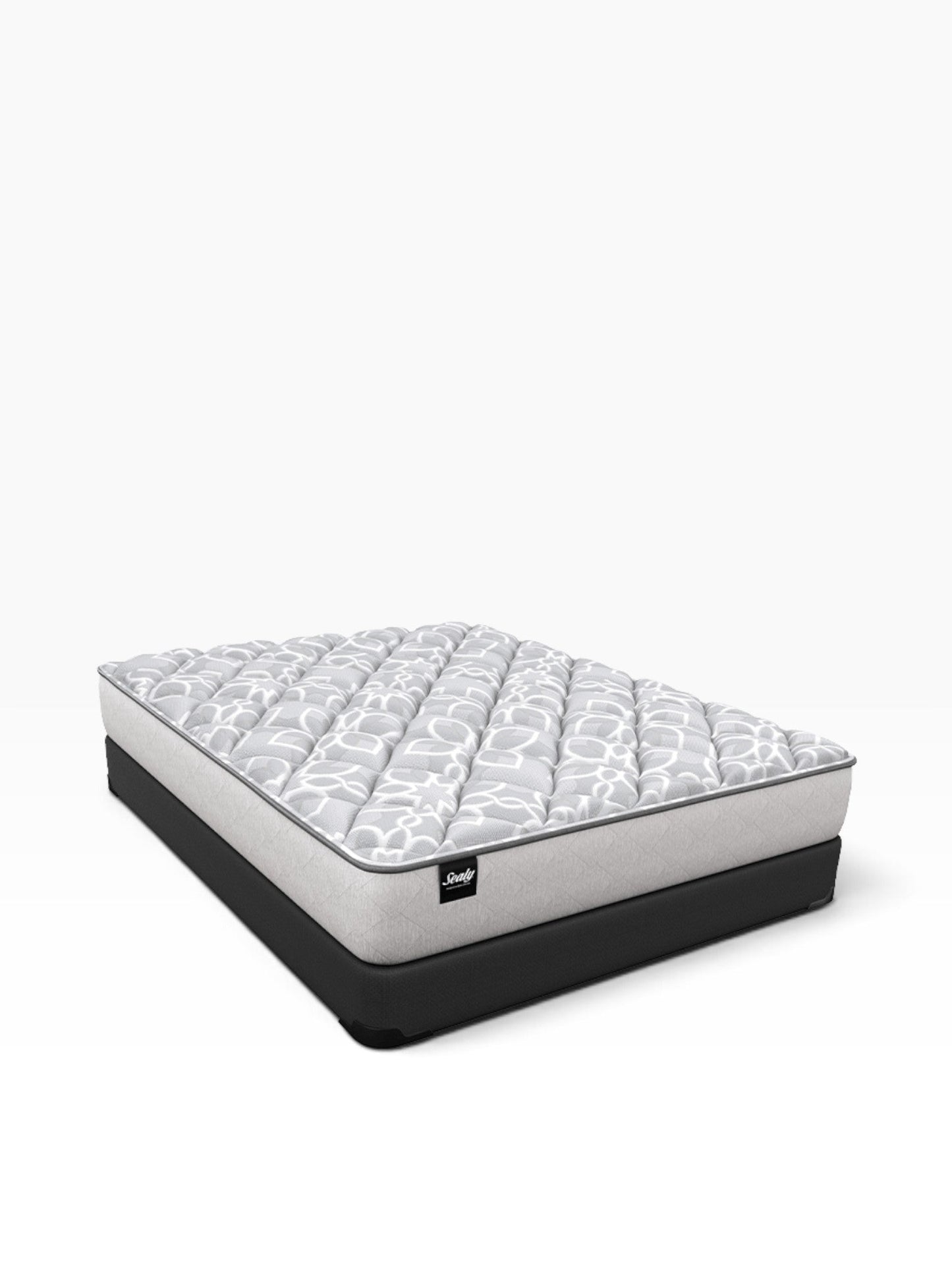 Valiant Products Bremen 10-inch soft mattress with white patterned knit fabric and black no-skid foundation base.