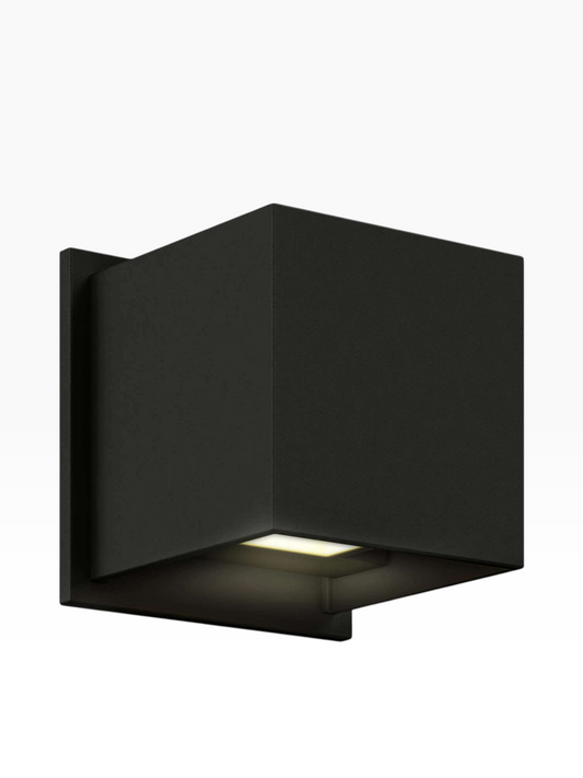 Valiant Products Central Wall Sconce in matte black with silver grey accents and integrated LED light source.