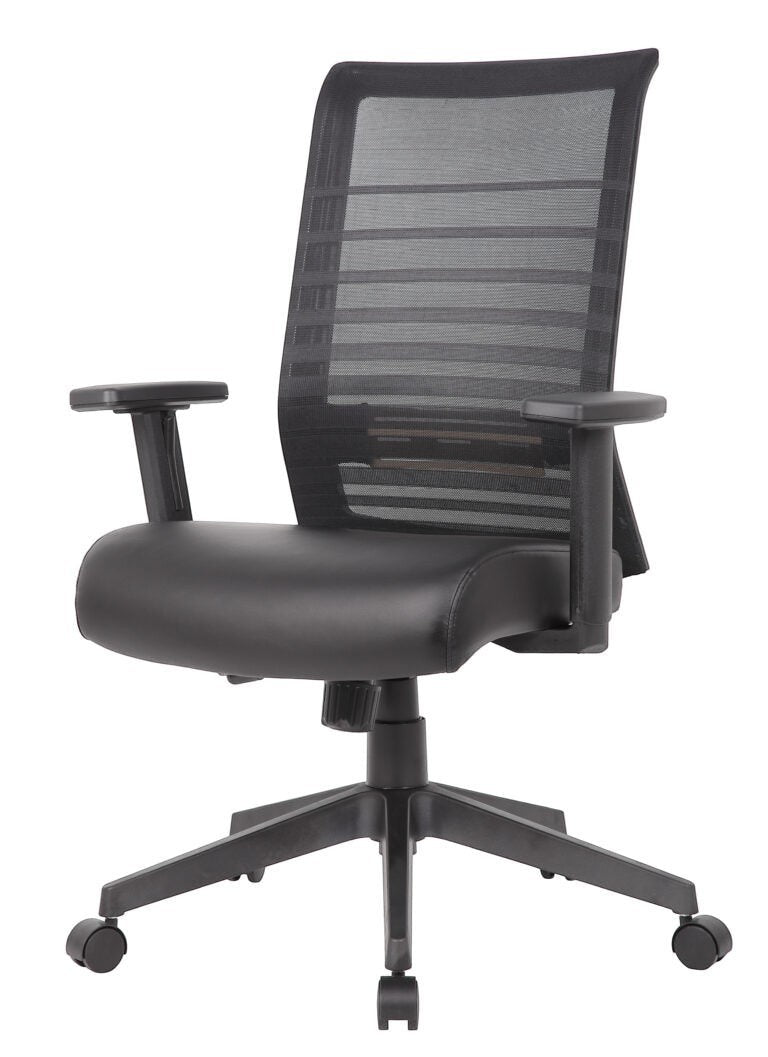 Valiant Products Chisum ergonomic task chair with black horizontal mesh back and antimicrobial seat on nylon base
