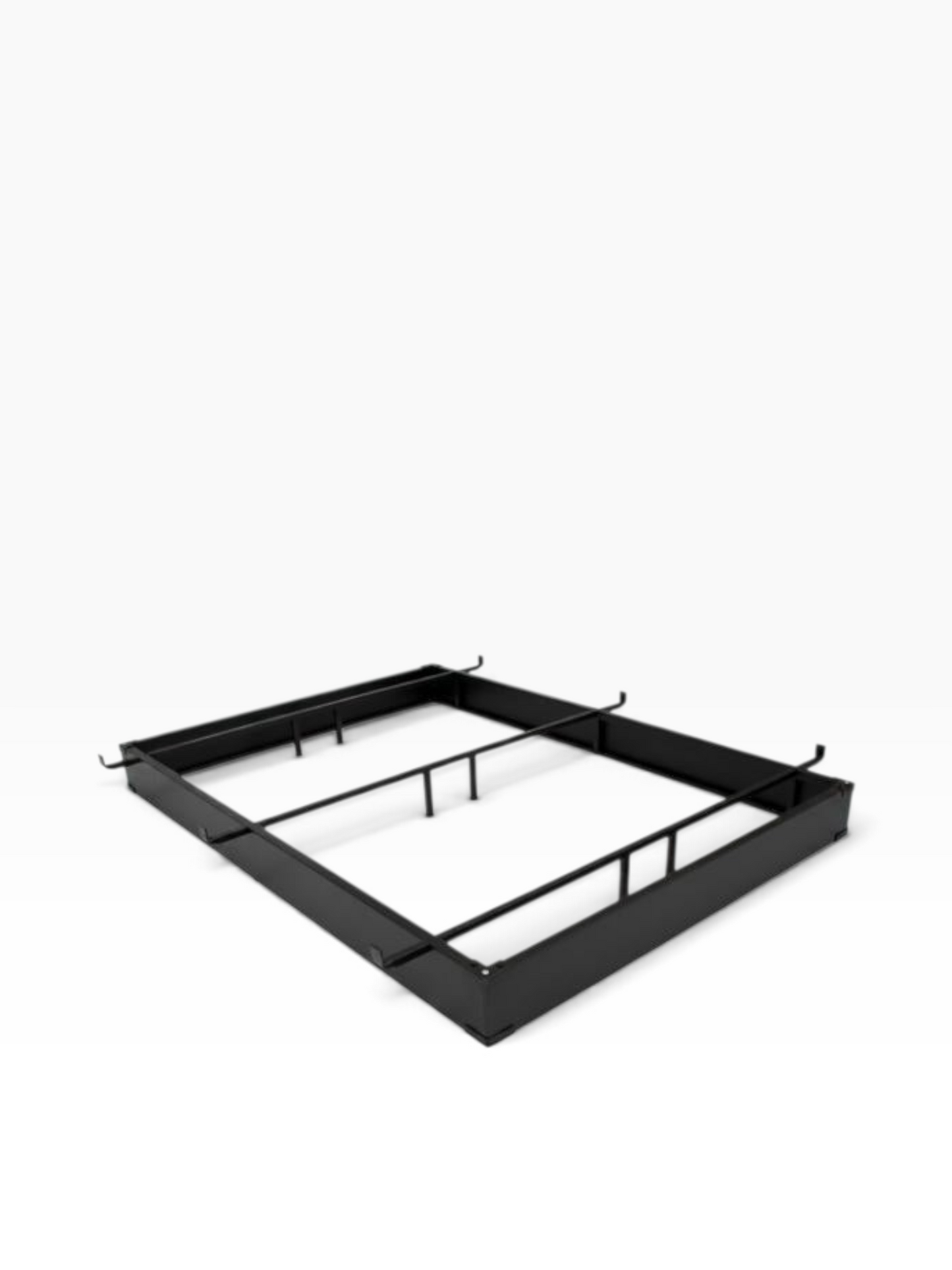 Valiant Products Dynamic metal bed base with enclosed steel side panels and heavy-duty cross supports in coffee brown.