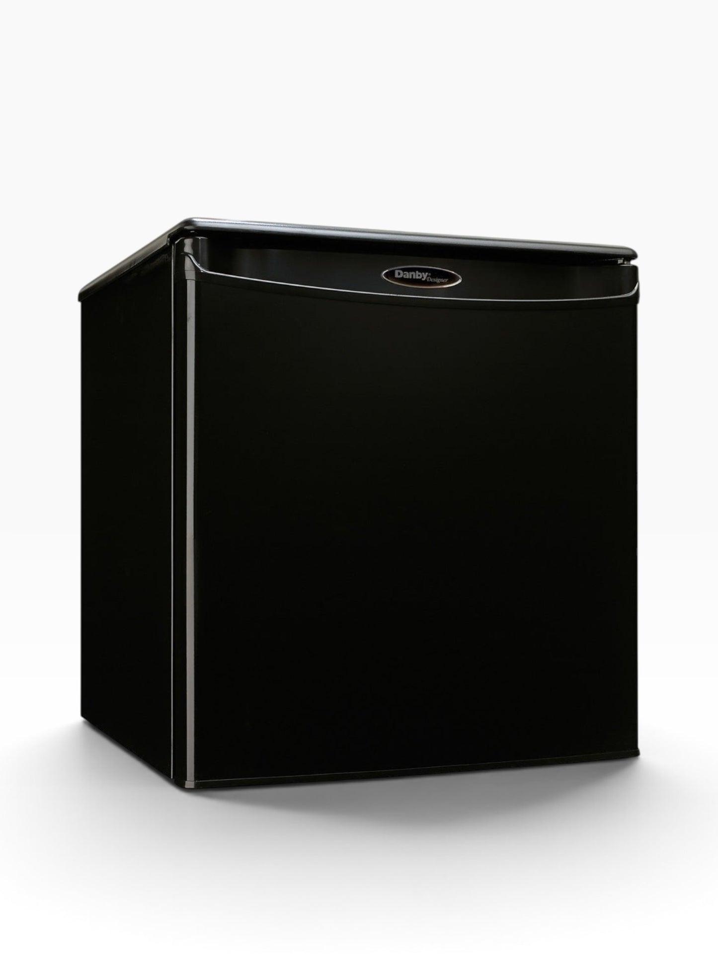 Valiant Products Danby Designer 1.7 cu. ft. compact refrigerator in black with a sleek, modern countertop design.