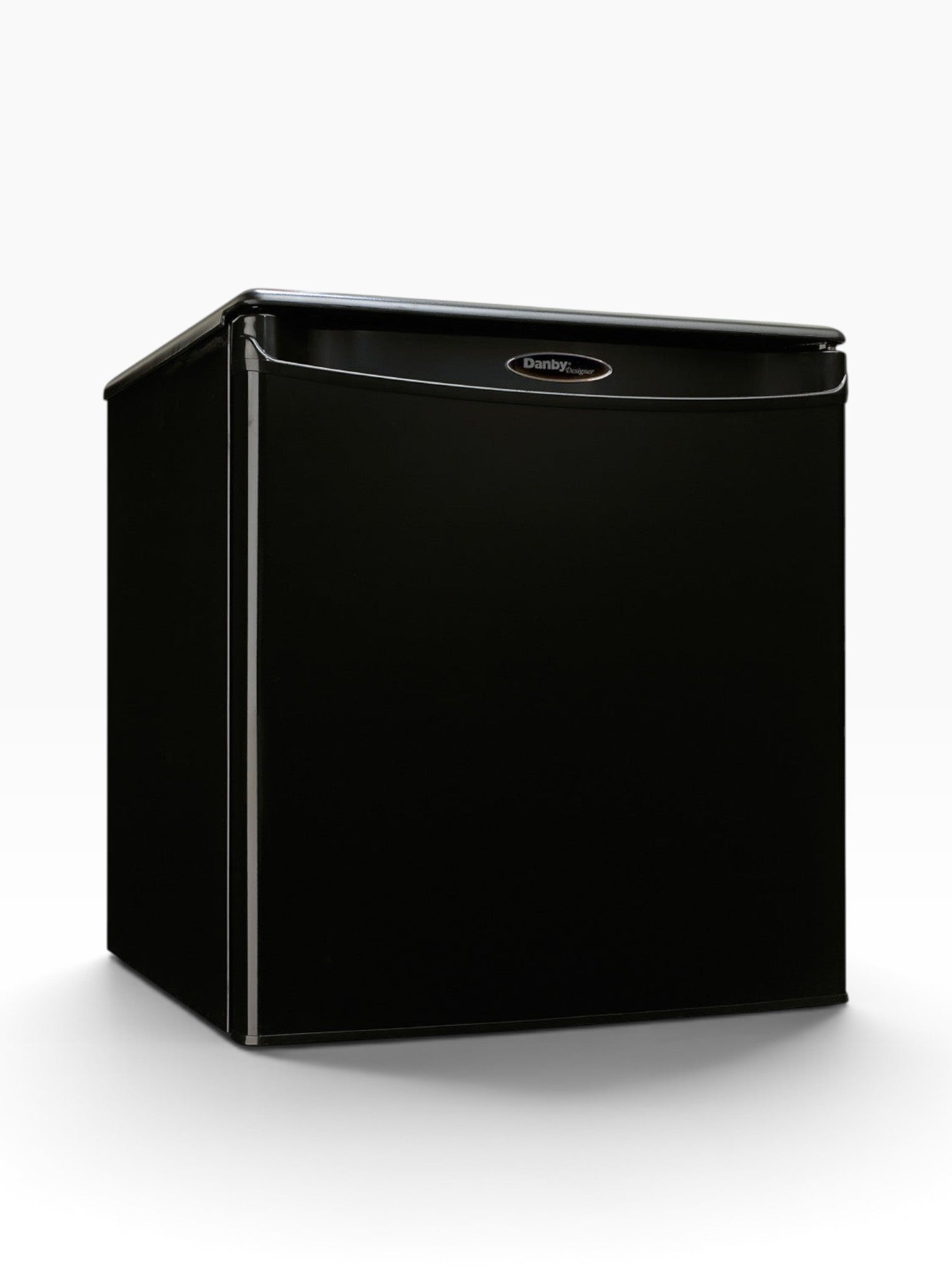 Valiant Products Danby Designer 1.7 cu. ft. compact refrigerator in black with a sleek, modern countertop design.