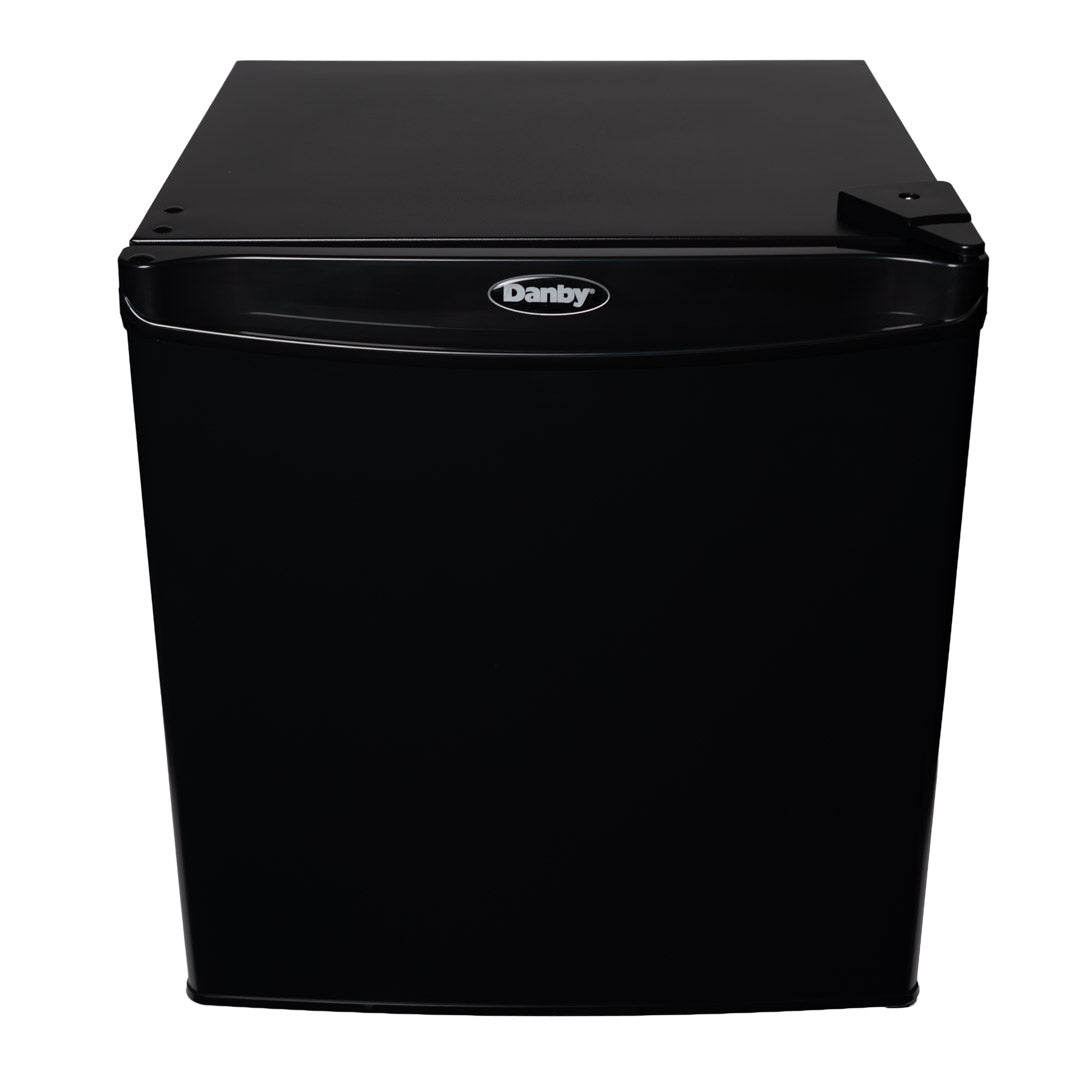 Valiant Products Danby 1.6 cu. ft. compact refrigerator in sleek black with an integrated door handle