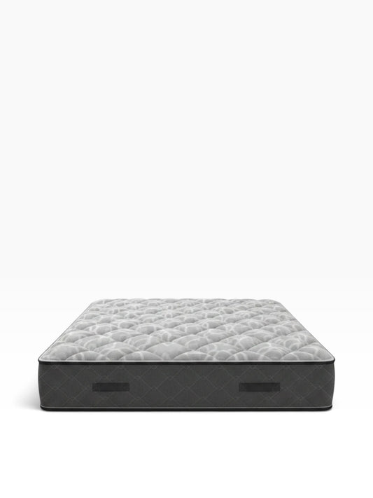Valiant Products Decorah 12-inch soft tight top mattress with grey knit fabric and side handles for easy handling