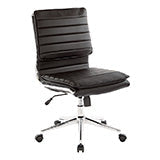 Valiant Products Dione Ergo Chair in black faux leather with chrome base, lumbar support, and armless design.