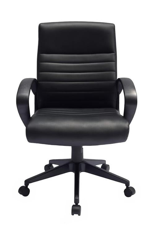 Valiant Products Dolan black ribbed ergonomic office chair with fixed arms and a durable nylon base