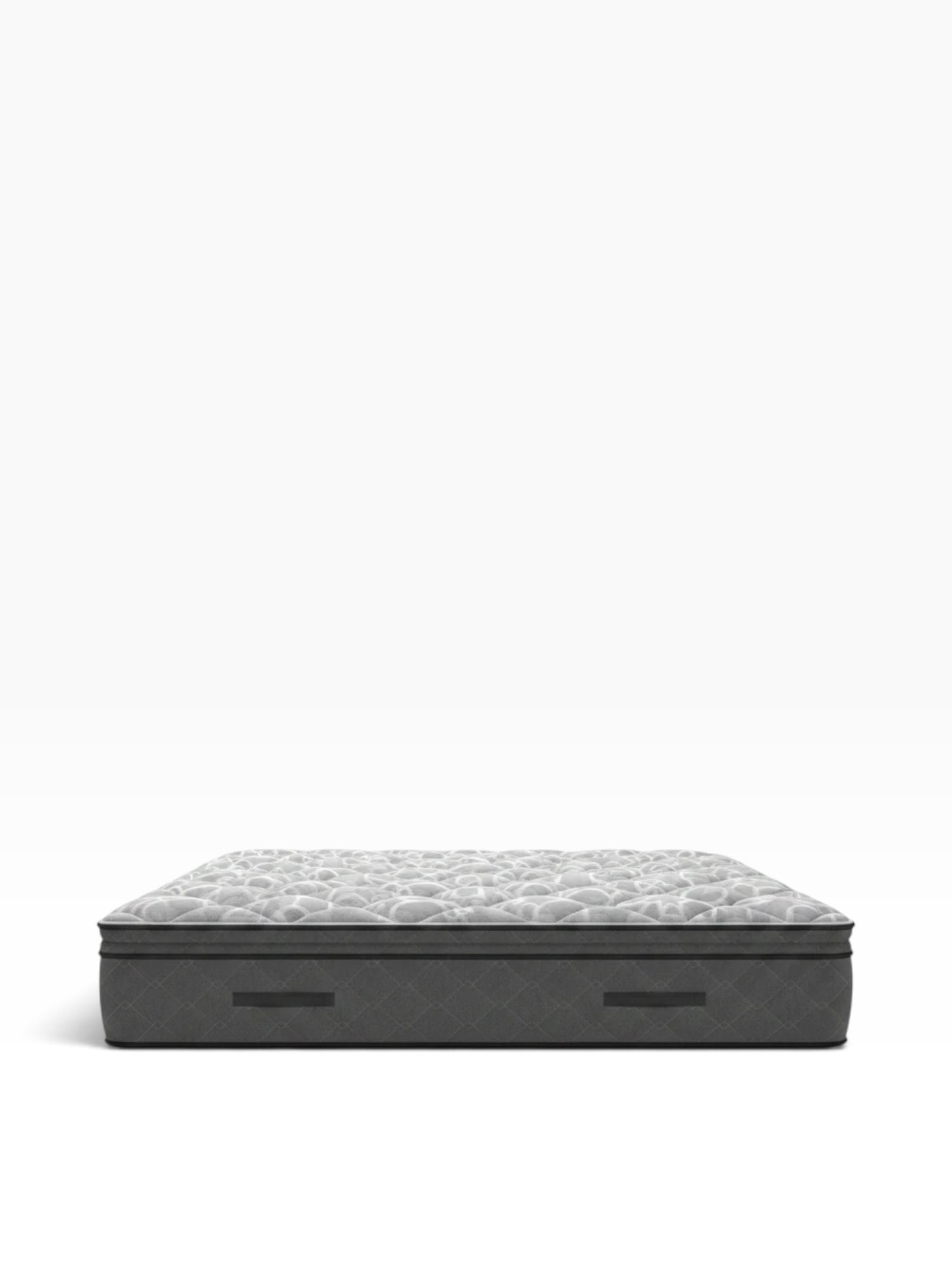 Valiant Products Dunmore 11.5-inch soft Euro pillowtop mattress with grey antimicrobial knit fabric and side handles.