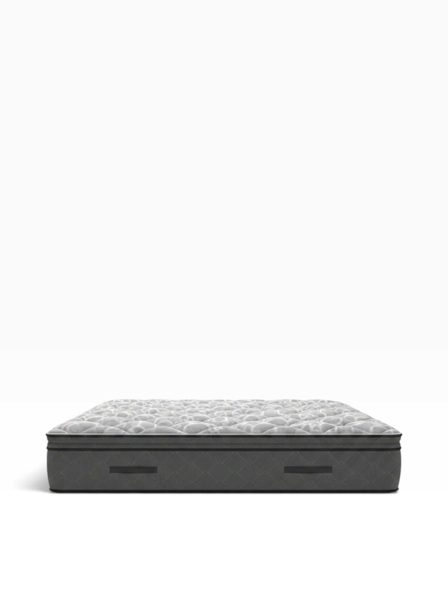 Valiant Products Dunmore 11.5-inch soft Euro pillowtop mattress with grey antimicrobial knit fabric and side handles.