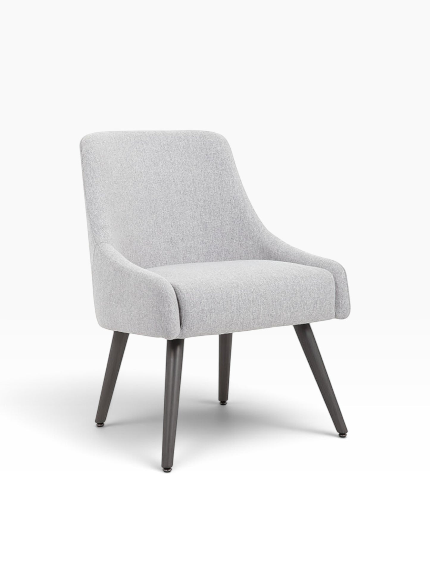 Valiant Products Ellison armless lounge chair in light gray poly-linen with heritage gray metal legs