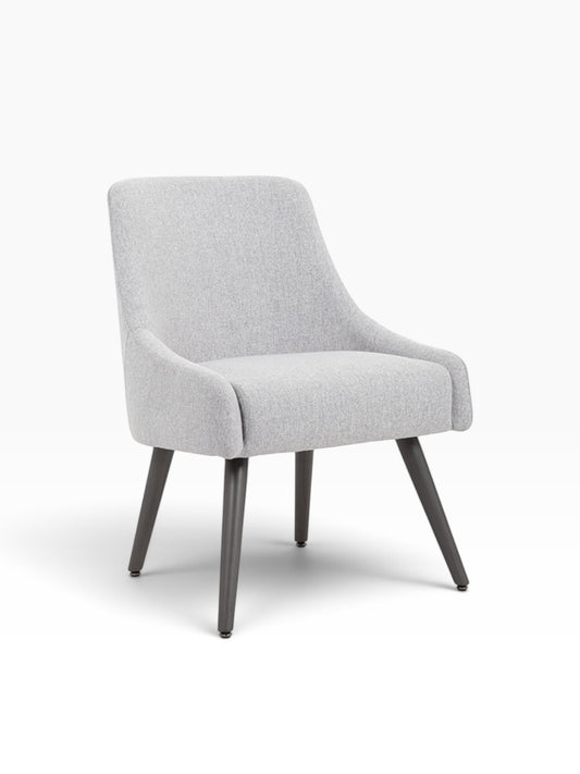 Valiant Products Ellison armless lounge chair in light gray poly-linen with heritage gray metal legs