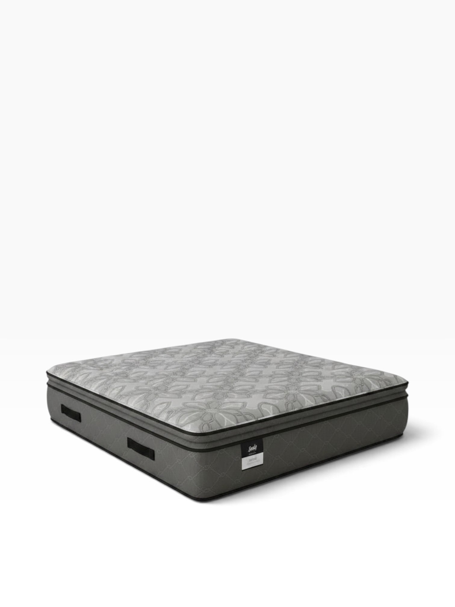 Valiant Products Sealy Posturepedic Gaffney 13-inch soft Euro pillowtop mattress with grey patterned knit fabric.