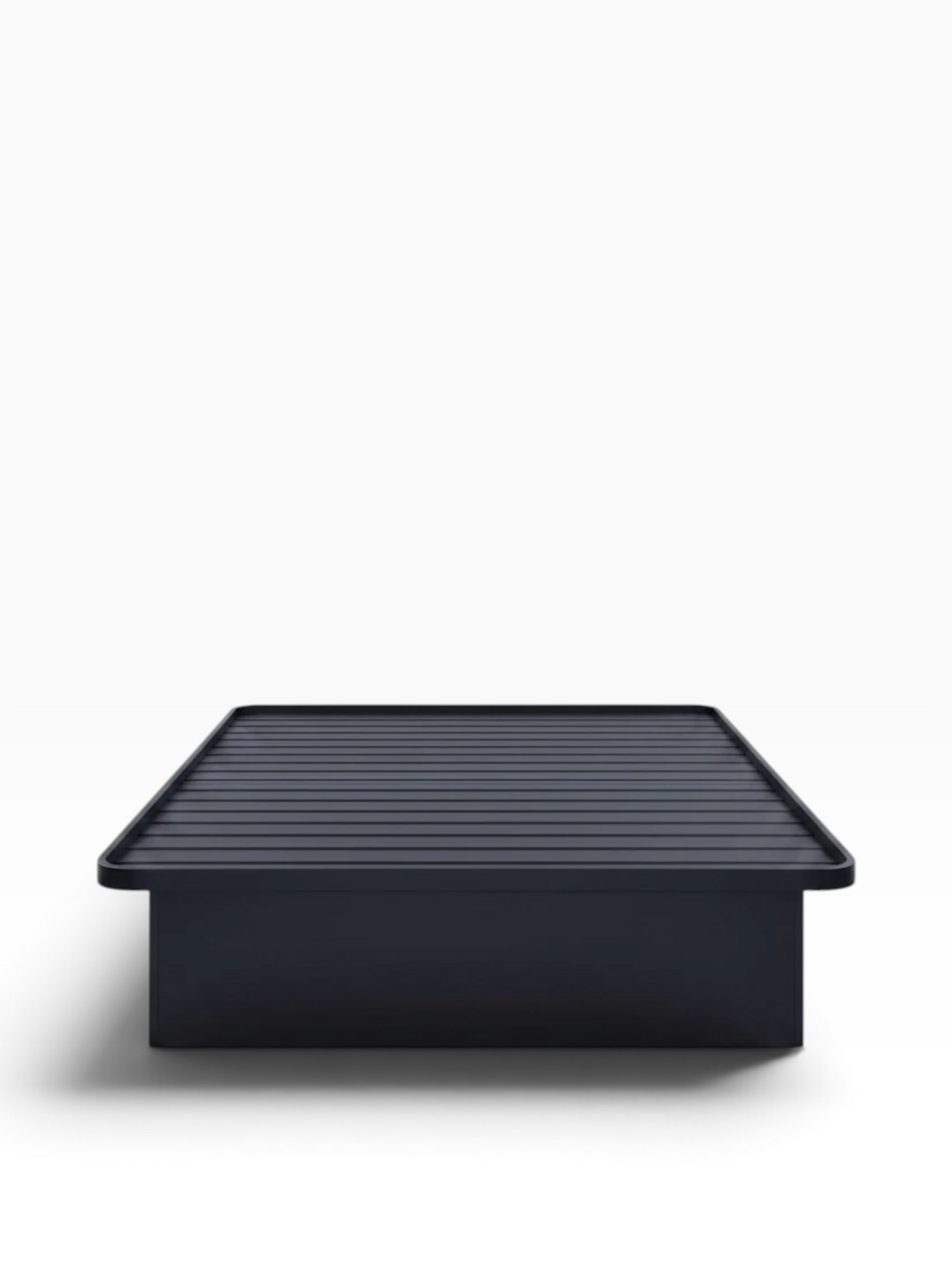 Valiant Products Goliath Elite black steel platform bed base with 4-panel enclosed sides and 16-inch high profile.