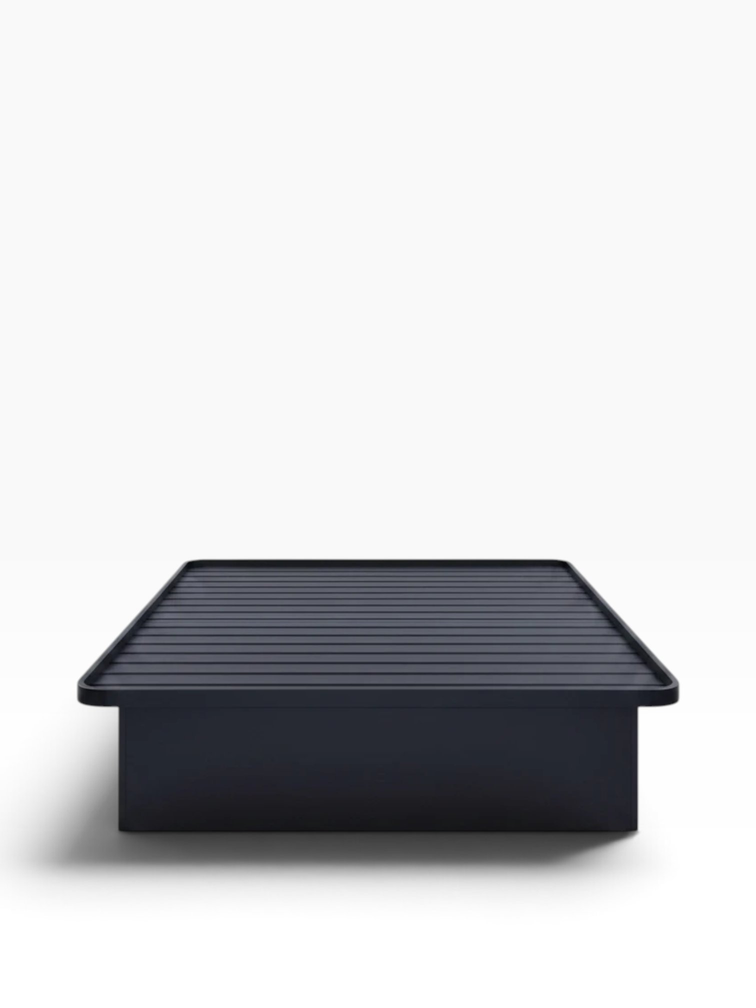 Valiant Products Goliath Elite black steel platform bed base with 4-panel enclosed sides and 16-inch high profile.