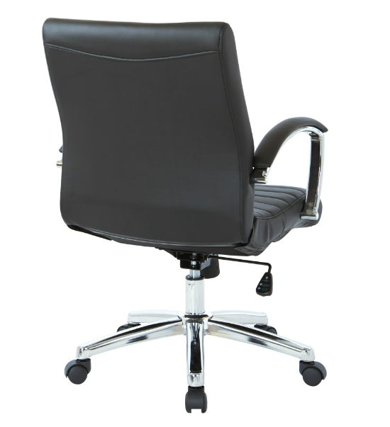 Valiant Products Gosper executive low back office chair in black faux leather with a polished chrome base