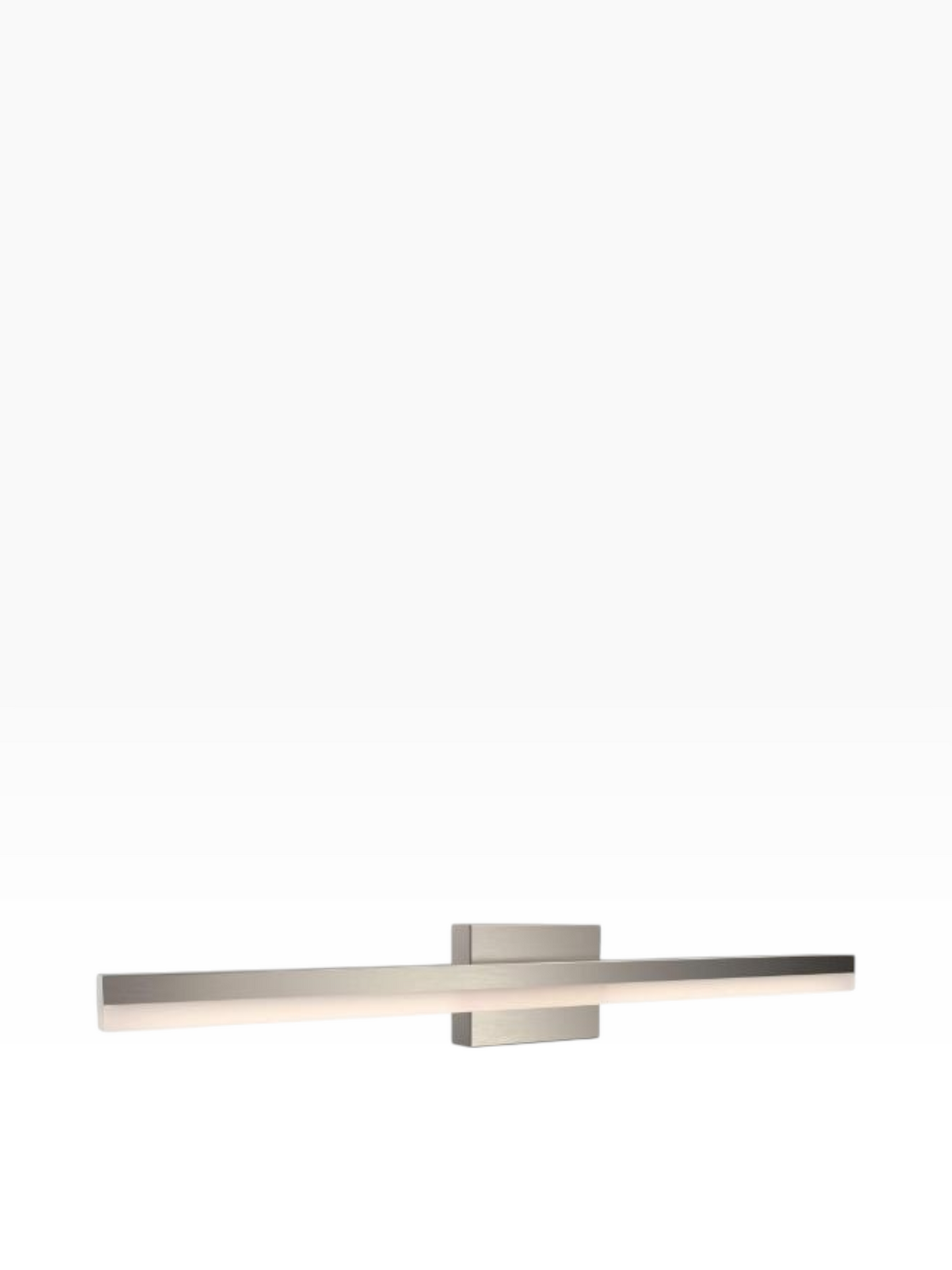 Valiant Products Hanova LED vanity light in satin nickel finish with a slim, ADA compliant acrylic bar design.