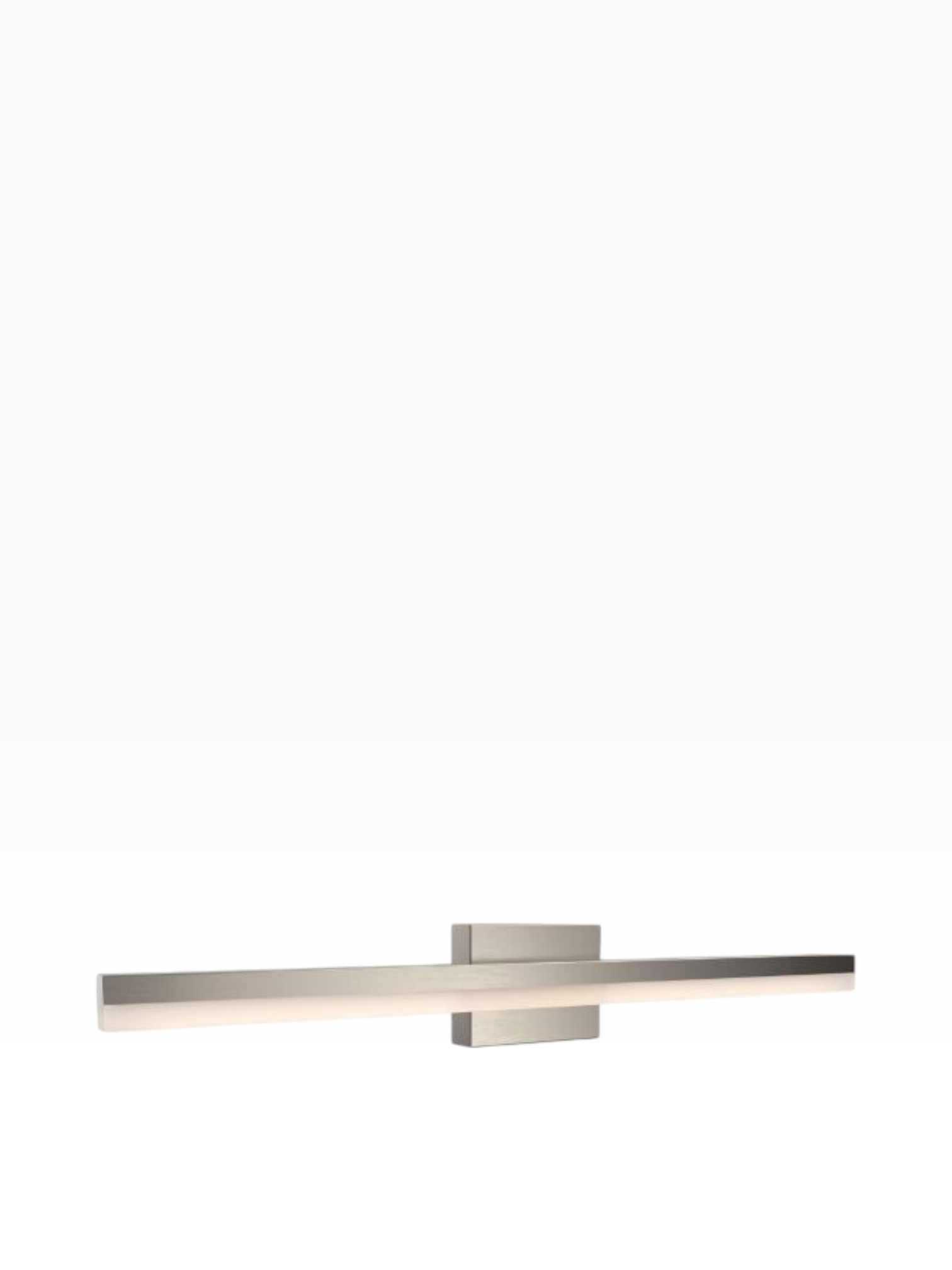 Valiant Products Hanova LED vanity light in satin nickel finish with a slim, ADA compliant acrylic bar design.