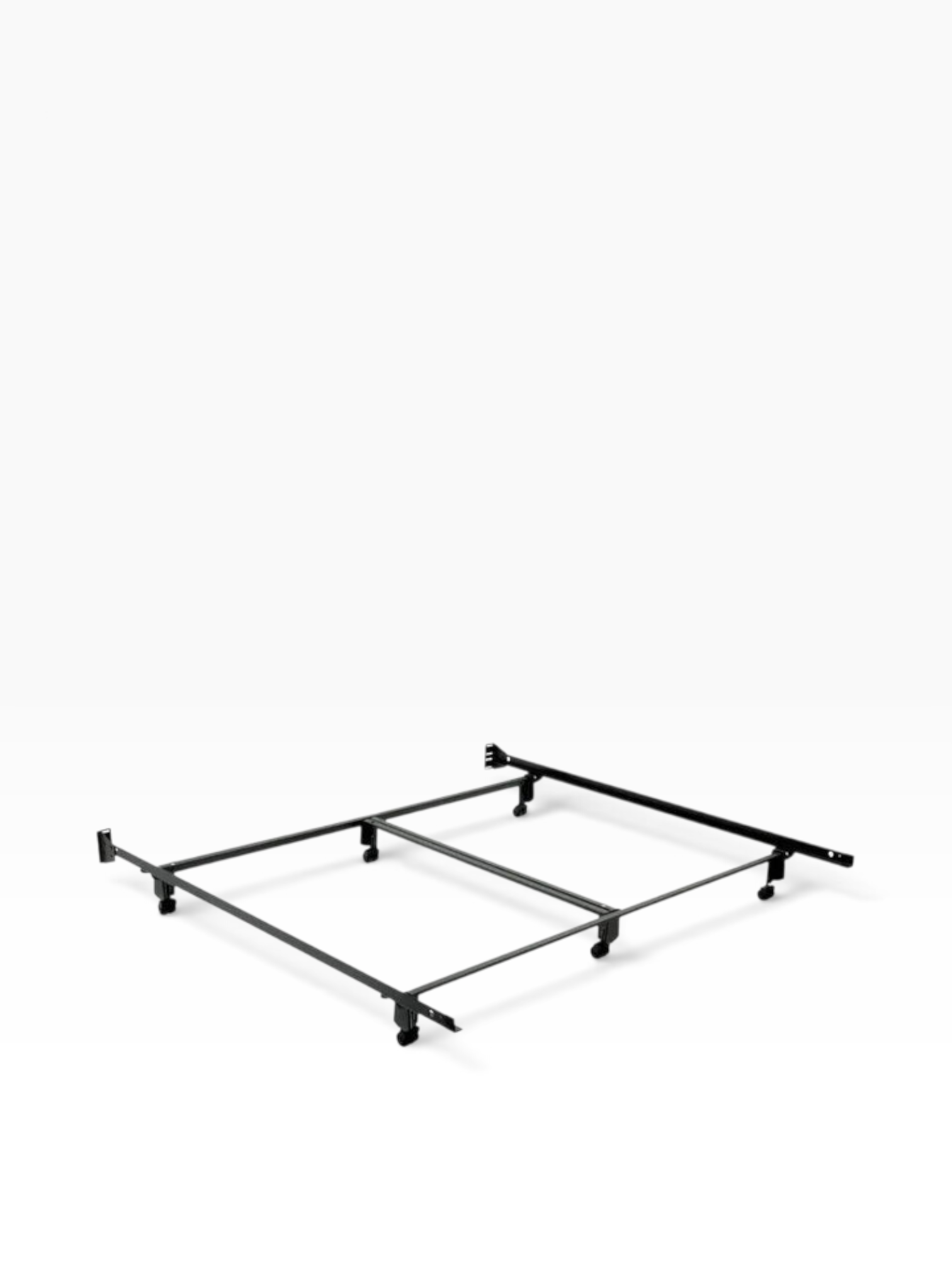 Valiant Products Inst-A-Matic heavy-duty steel bed frame with recessed legs and rounded corners on a white background.