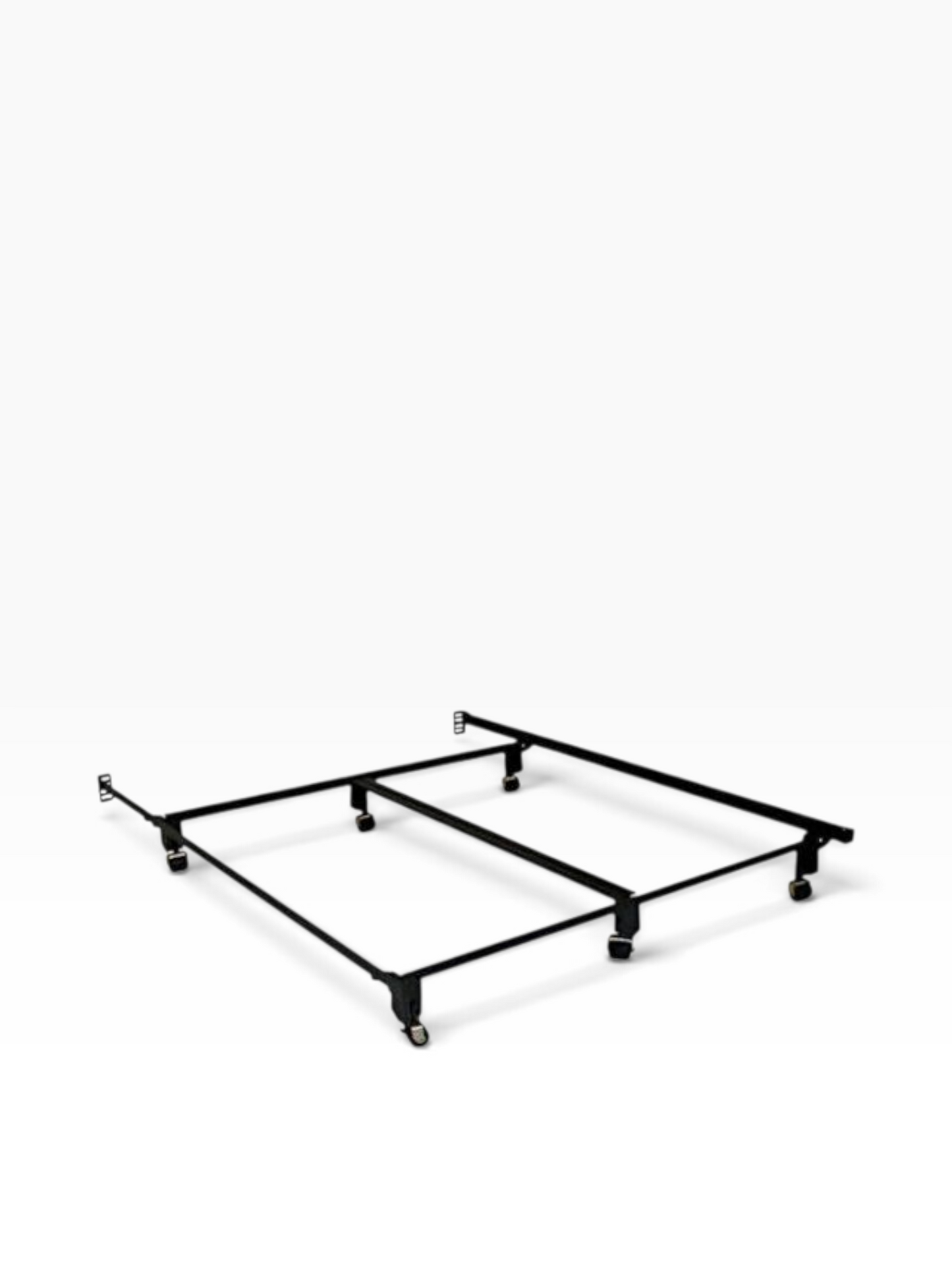 Valiant Products Inst-A-Matic heavy-duty black steel bed frame with recessed legs and tool-free Wedge-Lock assembly.