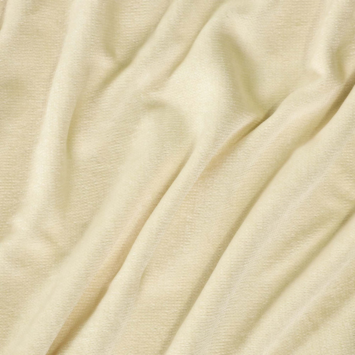 Valiant Products ivory Vellux Renew polyester chenille blanket with a soft, textured, draped fabric surface.