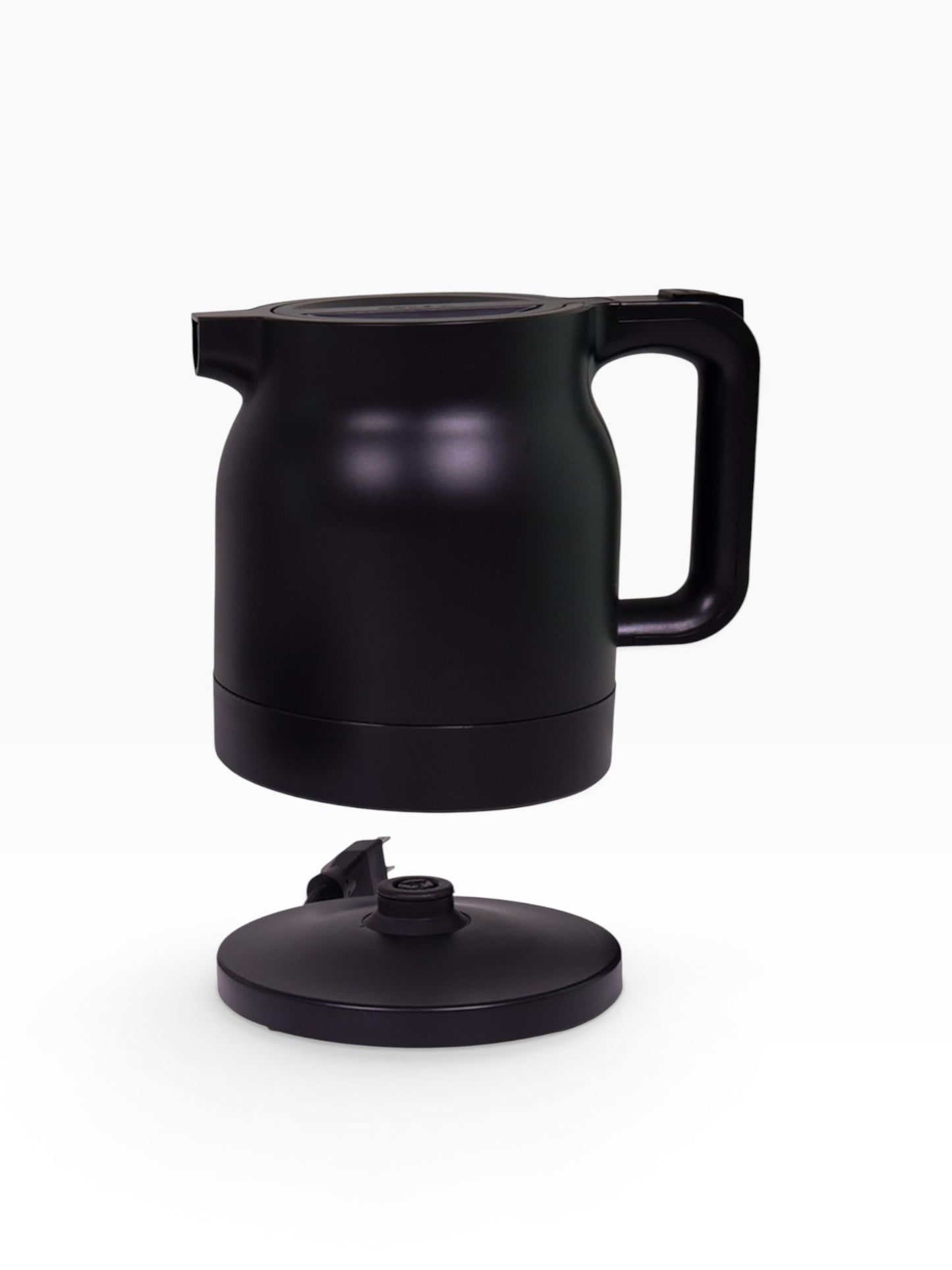 Valiant Products K-100 black electric kettle with anti-scalding insulation and stainless steel interior