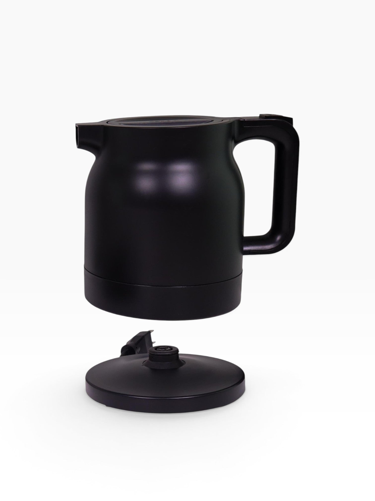 Valiant Products K-100 black electric kettle with anti-scalding insulation and stainless steel interior