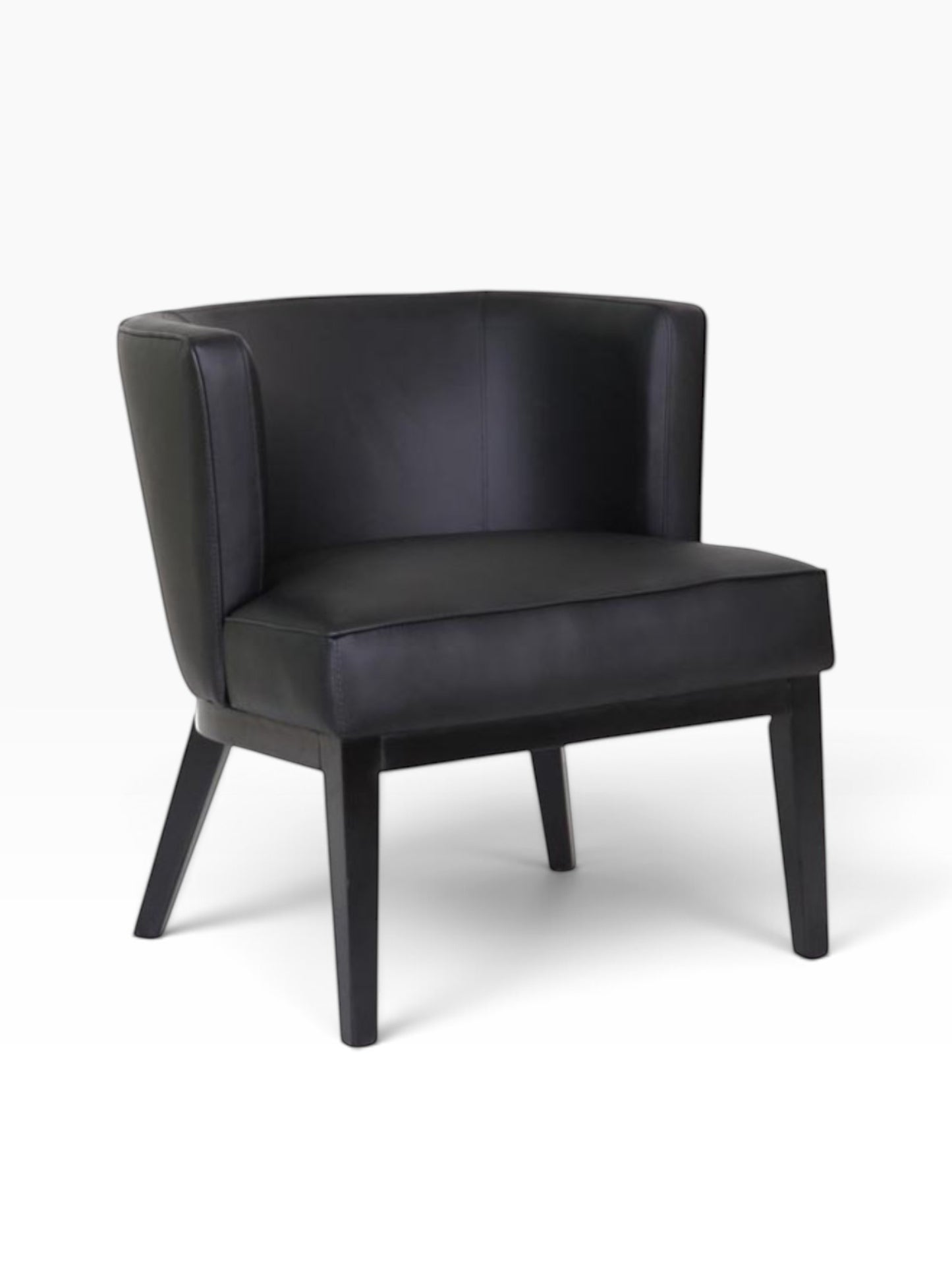 Valiant Products Langford guest accent chair in black CaresoftPlus vinyl with a wide seat and sturdy wooden legs.