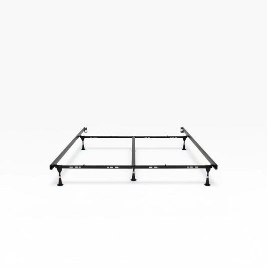 Valiant Products Lev-R-Lock heavy-duty black steel bed frame with recessed legs and tool-free assembly