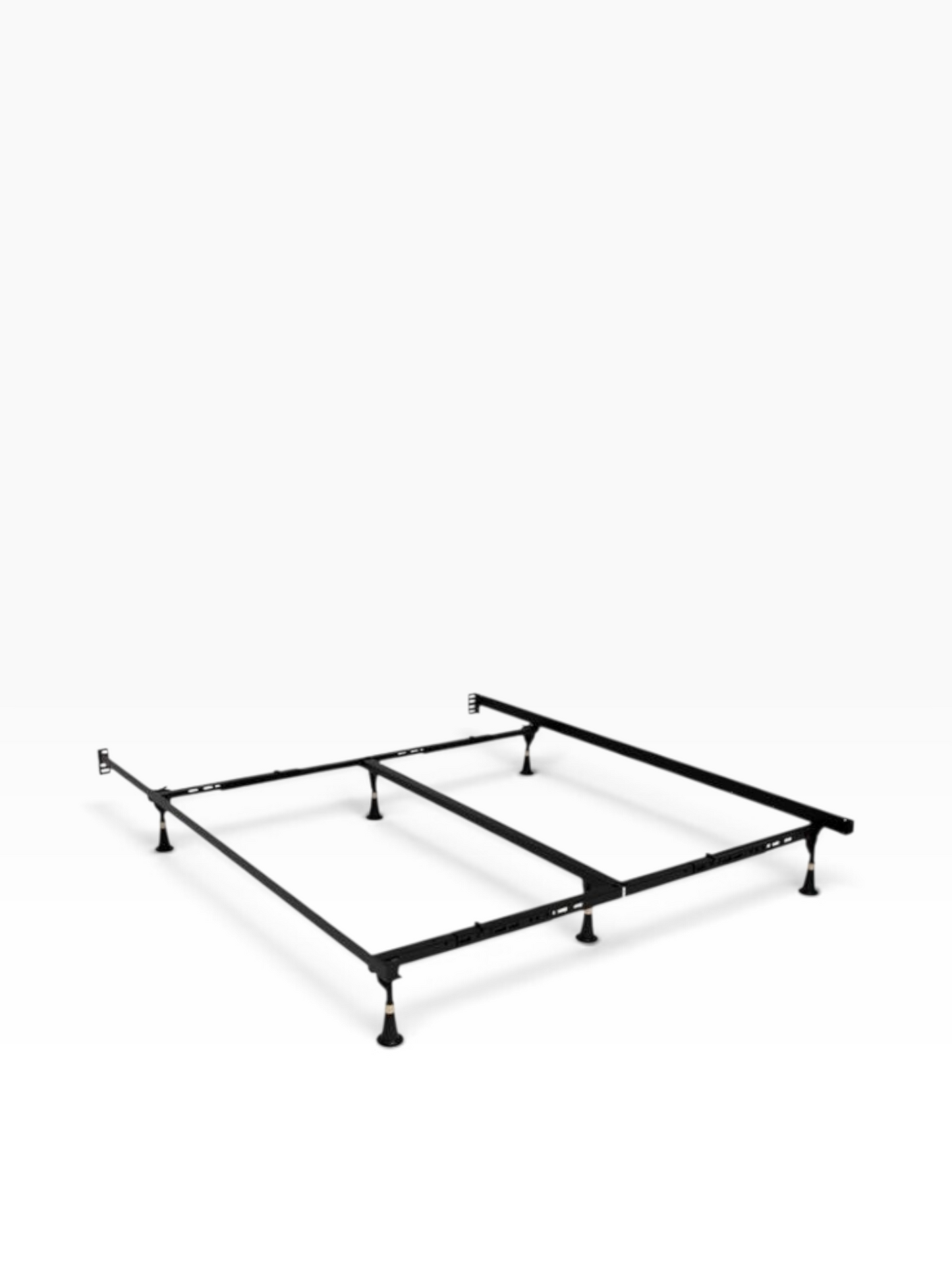 Valiant Products Lev-R-Lock heavy-duty black steel bed frame with recessed legs and tool-free assembly design.